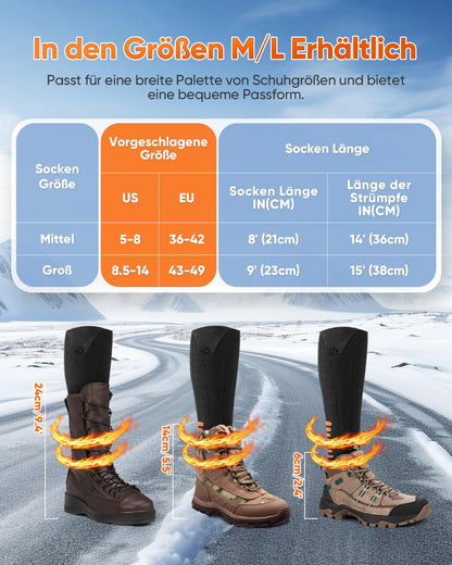 2025 Upgraded Heated Socks with APP Control, 5000mAh 5V Rechargeable Heated Socks, 3 Heat Settings & 360° Heating Heated Socks, Washable Heated Socks for Women Men for Skiing Hunting M