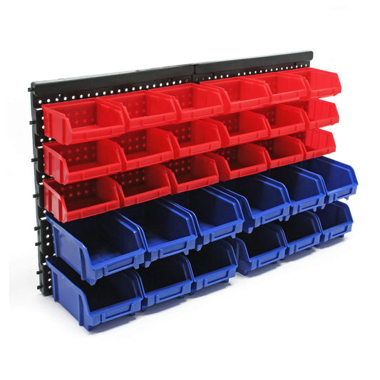 Wiltec plastic stacking boxes 30 pcs. 18 small and 12 large boxes, display case storage bins sorting boxes workshop small parts magazine