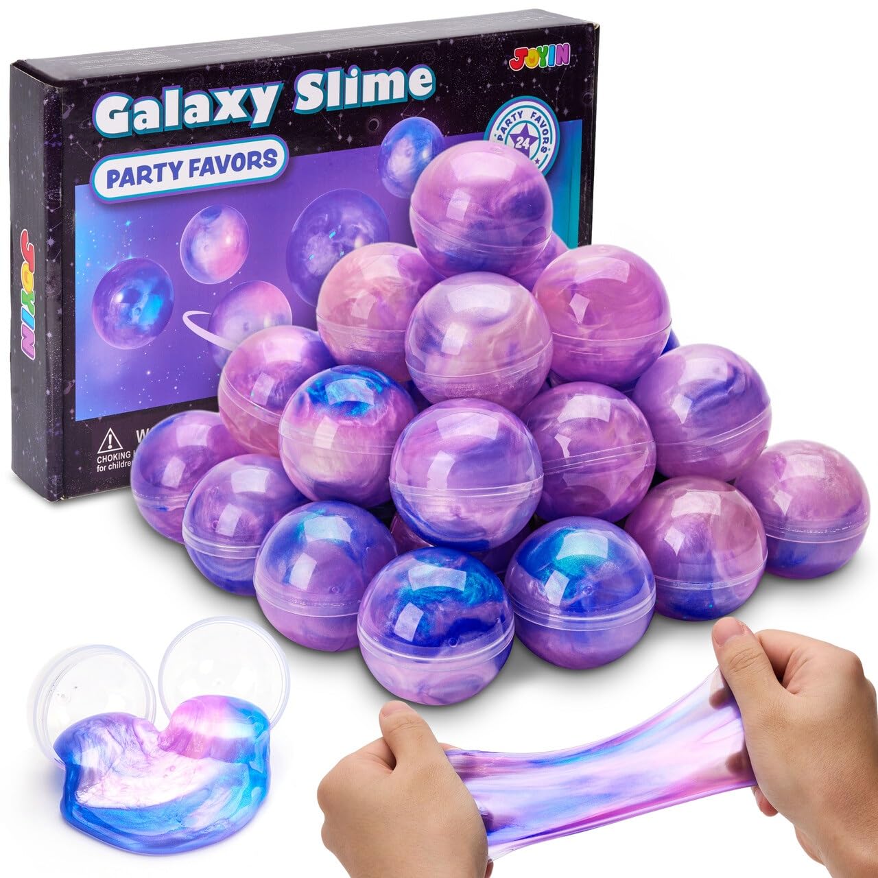 JOYIN 24 Pack Slime Kit (Pink), Galaxy Slime Ball Slime Set Party Gifts - Fluffy, Non-Sticky, Mess-Free, Stress-Relieving, Slime Kits for Girls and Boys - Children's Birthday Party Favors Set