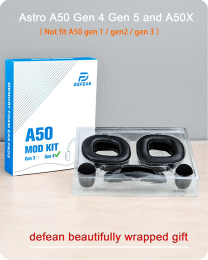 A50 Gen 4 Mod Kit - defean Replacement Ear Pads and Headband Compatible with Astro A50 Gen 4, Gen 5, and A50X Headset. Features high density noise cancelling foam with extra thickness.