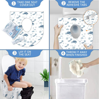 YIHATA 20 Pack Disposable Toilet Seat Covers for Kids and Adults. Universal Potty Training Liners for Toilet Seats. Individually wrapped for travel convenience.