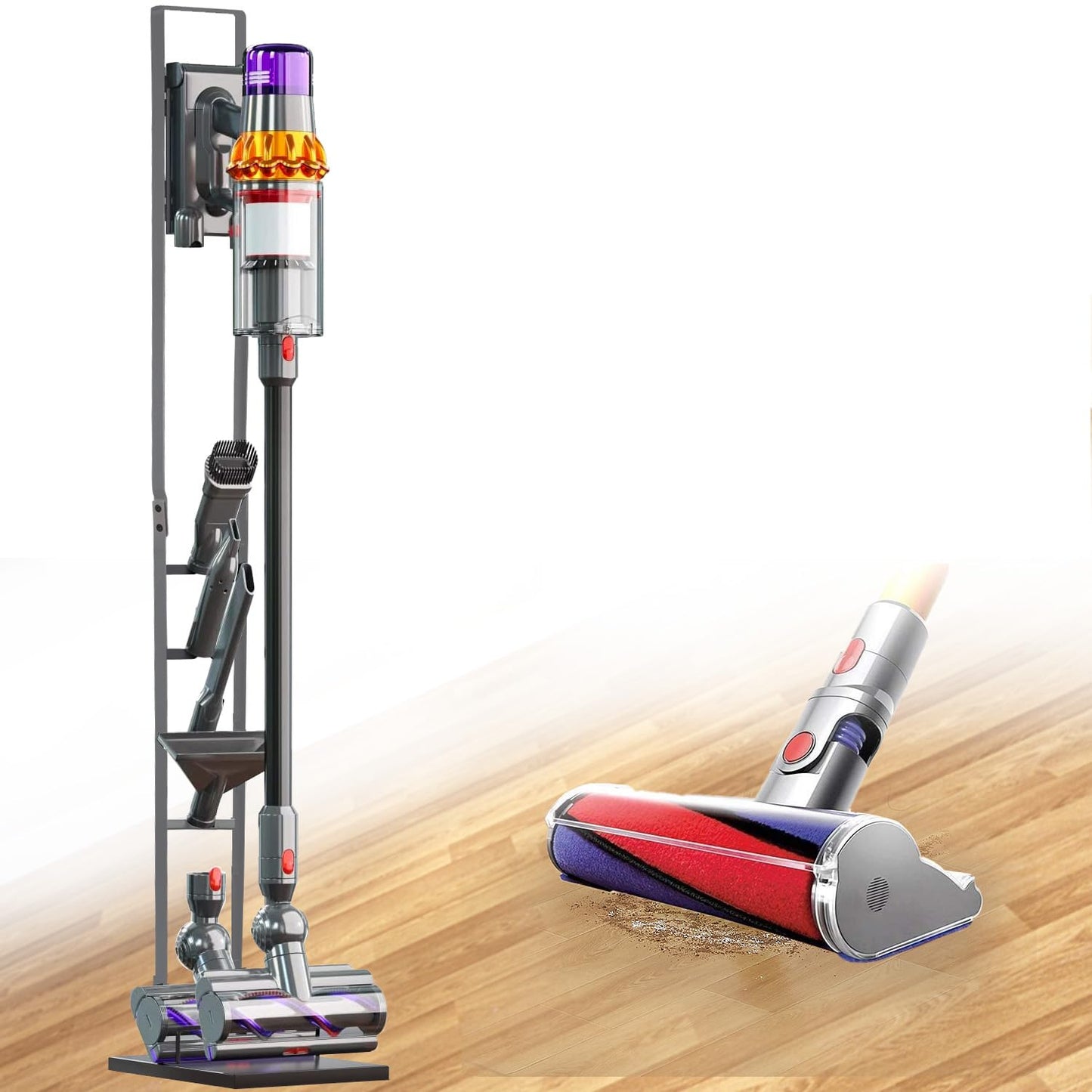 ECRIZA vacuum cleaner stand, vacuum cleaner accessories, sturdy metal storage holder for Dyson handheld V15 V11 V10 V8 V7 V6 cordless vacuums Gray DC30 DC31 DC34 DC35 DC58 DC59 DC62 DC74