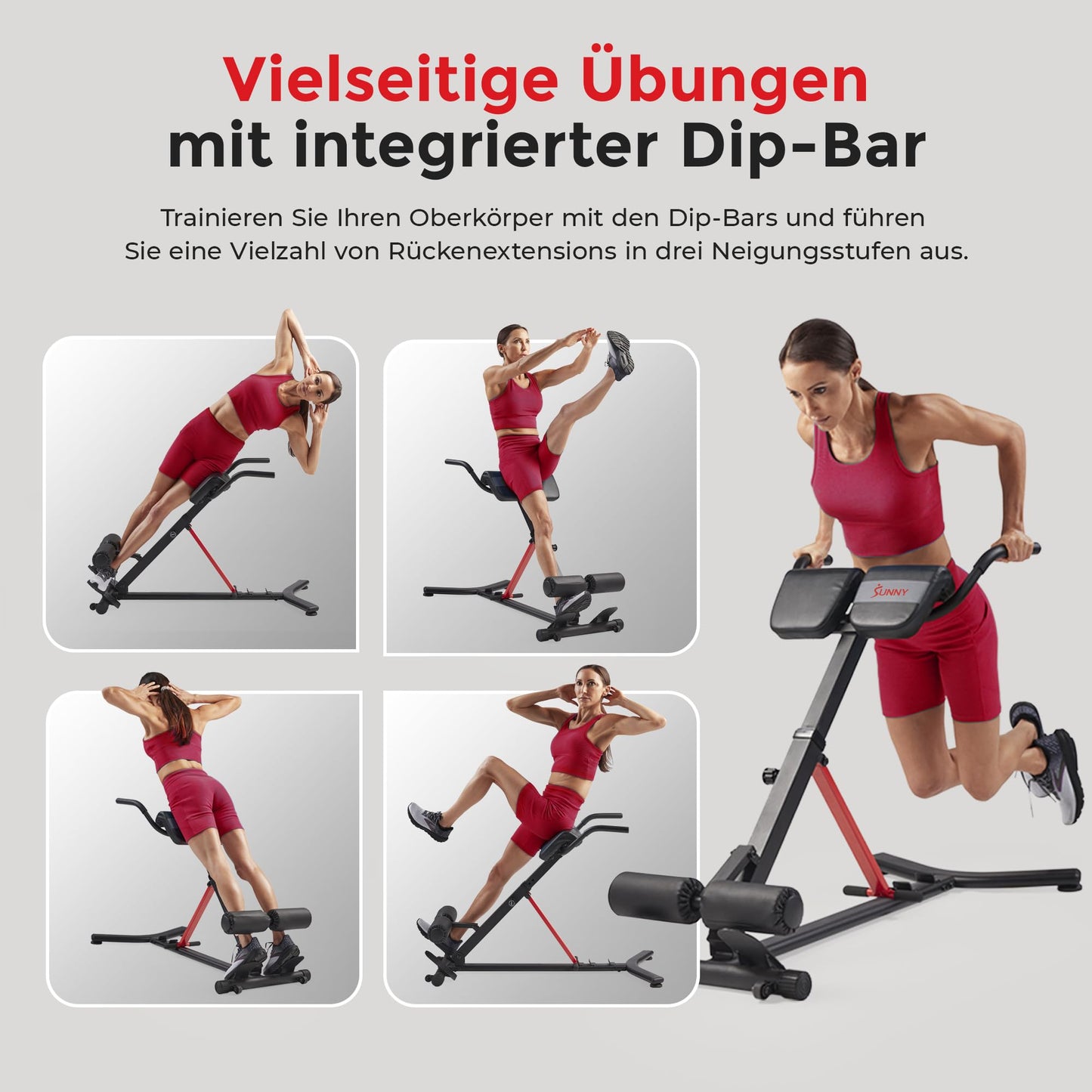 Sunny Health & Fitness Folding Roman Chair Back Trainer Hyperextension Chair, multifunctional workout equipment, home fitness sit-up bench for glute and abdominal training - SF-BH620062