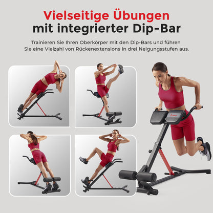 Sunny Health & Fitness Folding Roman Chair Back Trainer Hyperextension Chair, multifunctional workout equipment, home fitness sit-up bench for glute and abdominal training - SF-BH620062