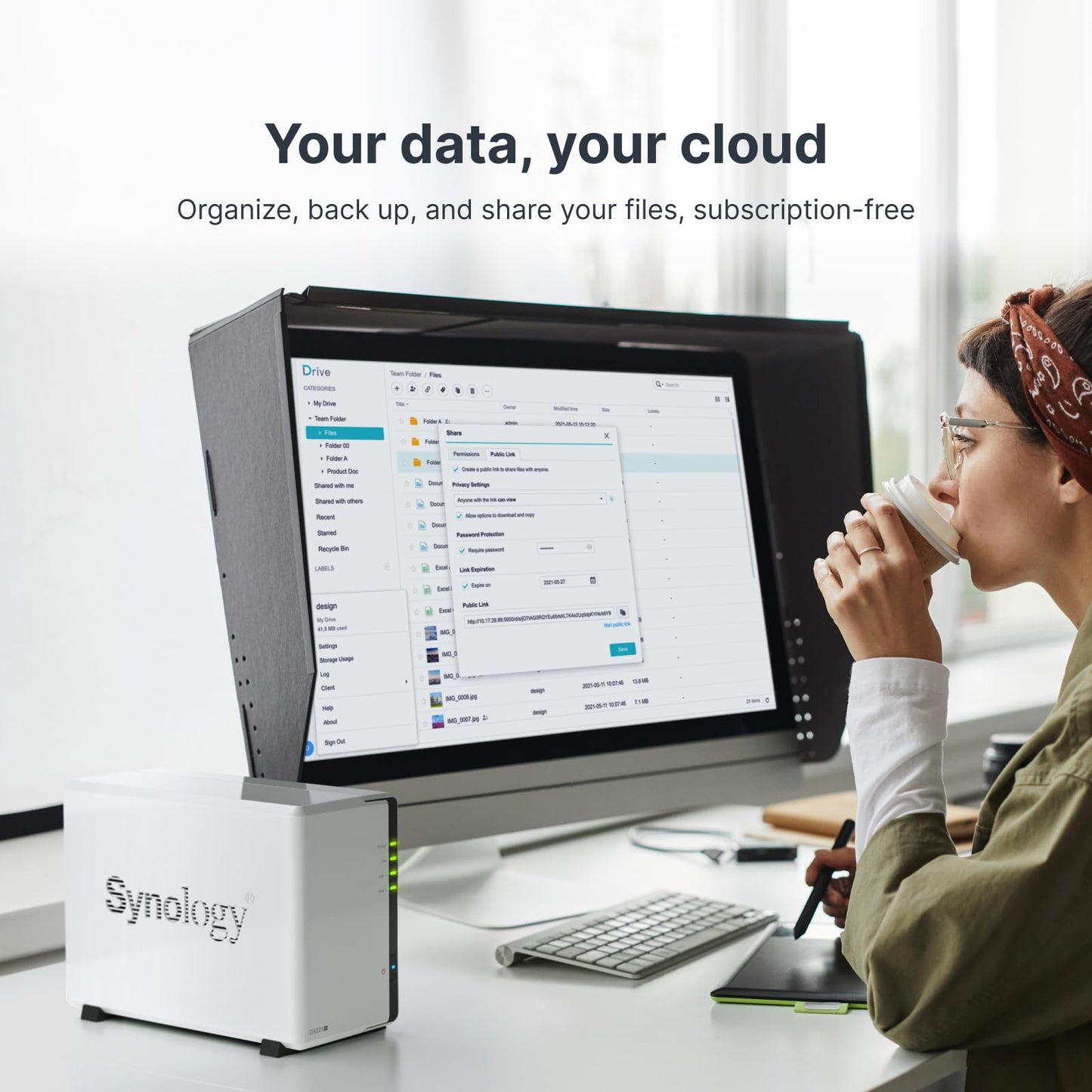 Synology DS223J 2 Bay Desktop NAS, white