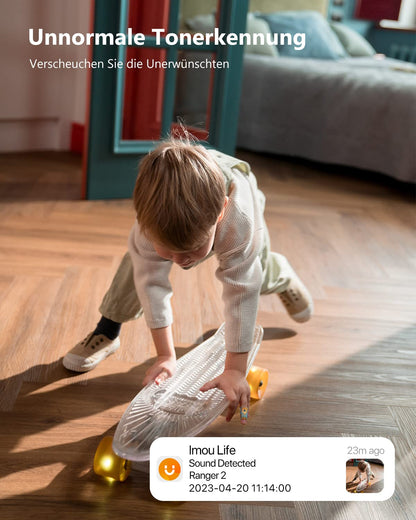 Imou indoor surveillance camera, 1080P WiFi camera with 360-degree rotation for pet/baby monitoring, featuring AI person detection, night vision, Alexa compatibility, Ranger 2.