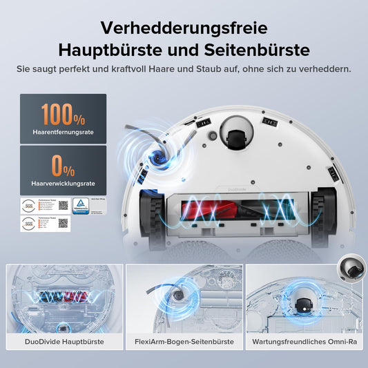 Roborock Qrevo Edge S5A robot vacuum with mopping function, Dual Anti-Tangle System, 18,500Pa suction power, FlexiArm Design for edge cleaning, lift-up mop for 75℃ hot water mopping (White)