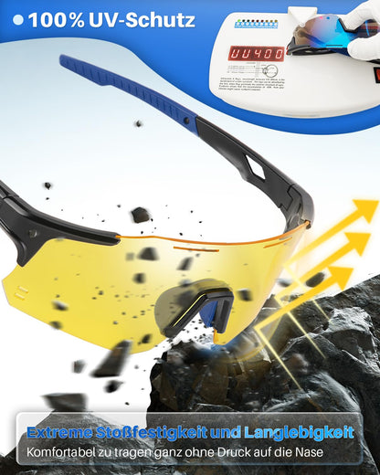 Winyoher fast sunglasses for men and women, windproof and UV400 protection. Lightweight frameless sports glasses with 3 interchangeable lenses for cycling, fishing, biking, and running.