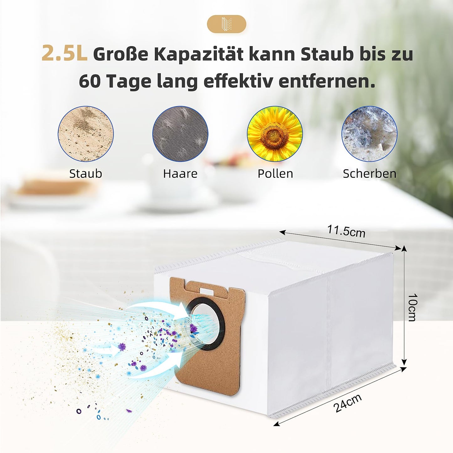 24-piece accessory set for Xiaomi X20+ / X10+ robot vacuum, includes 1 main brush, 6 mopping pads, 6 dust bags, 6 side brushes, 4 HEPA filters, and 1 cleaning tool.