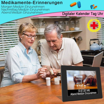 SINOIDEAS Digital Alarm Clock, Digital Calendar, Dementia Clock for Seniors with Customized Reminders (Black, 8 inch)