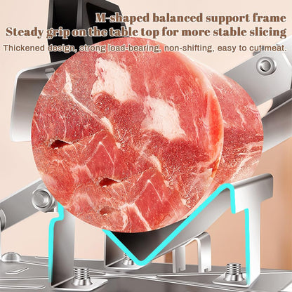 Tyenaza Frozen Meat Slicer, Lamb Stainless Steel Cutting Machine 0.3mm-8mm Adjustable Thickness Manual Meat Cutter for Home Kitchen