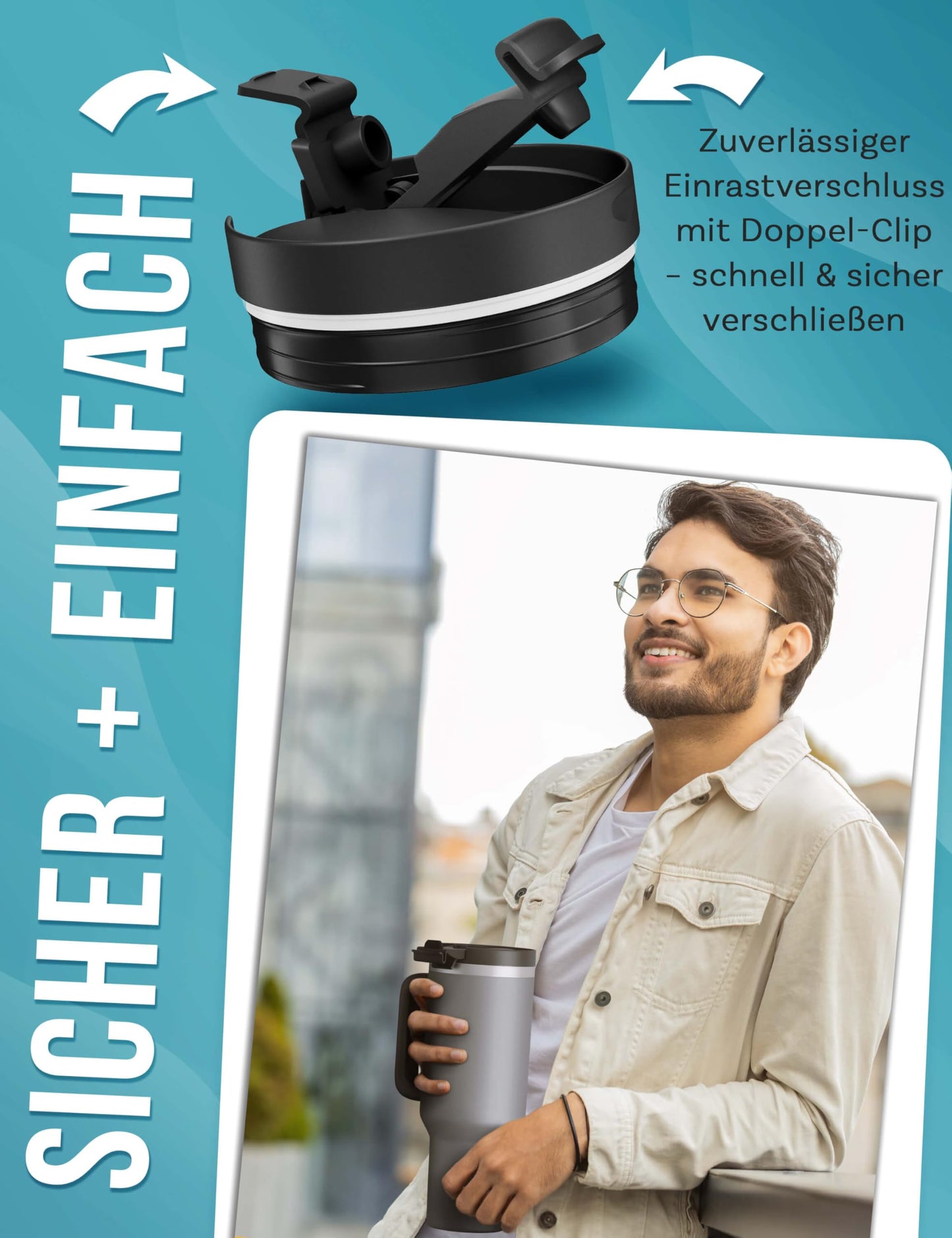My Vesperbox Kinny Cup - thermos cup - water bottle with straw 500, 950, 1200ml - coffee mug to go - stainless steel thermos bottle BPA & melamine free