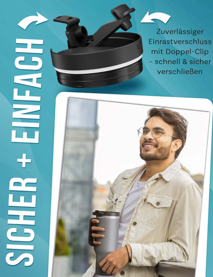 My Vesperbox Kinny Cup - thermos cup - water bottle with straw 500, 950, 1200ml - coffee mug to go - stainless steel thermos bottle BPA & melamine free