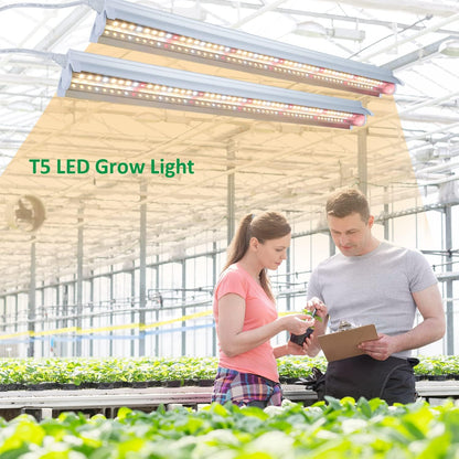 Niello 4Pack T5 Plant Lamp, 42cm LED Grow Light for indoor plants Full Spectrum, 660nm/3000K/6000K plant light with reflector/Daisy Chain for seeding, greenhouse, grow shelves.