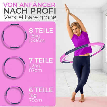 SummerFan Hula Hoop for Adults for Weight Loss 1.5kg without Waves and Bumps [1.5kg, 100cm, 8 Segments] - Hullahub Fitness Sport