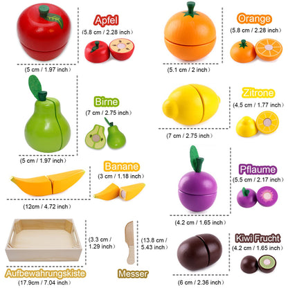 Airlab children's kitchen play kitchen accessories made of wood, kitchen toy cutting fruit vegetable food wood with Velcro connection for children