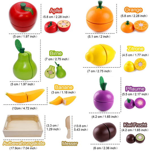 Airlab children's kitchen play kitchen accessories made of wood, kitchen toy cutting fruit vegetable food wood with Velcro connection for children