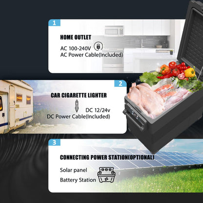 Alpicool NCF55 55L compressor cooler 12V portable mini fridge electric freezer small freezer for car camping, truck, boat, -20℃ to 20℃ (Black)