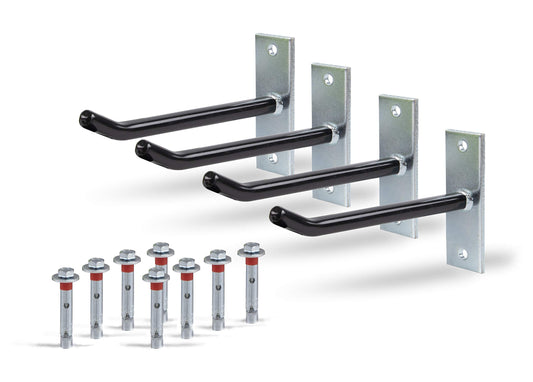 Albert's 801960 Wheel Holder Set | Wall Mount for Car Wheels | Tire Holder with PVC Coating | Galvanised | 20cm long Wheel Hooks