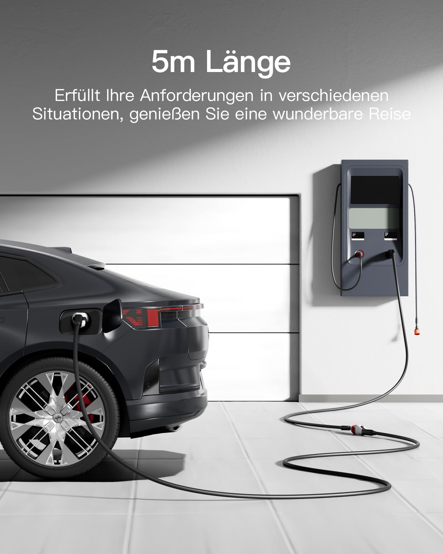 Tomons Type 2 charging cable, 22KW 5M 32A 3-phase, electric vehicle Type 2 for EV/PHEV, Type 2 to Type 2 EV with carrying bag and microfiber cloth for Model S/3/X/Y, ID.3, ID.4.