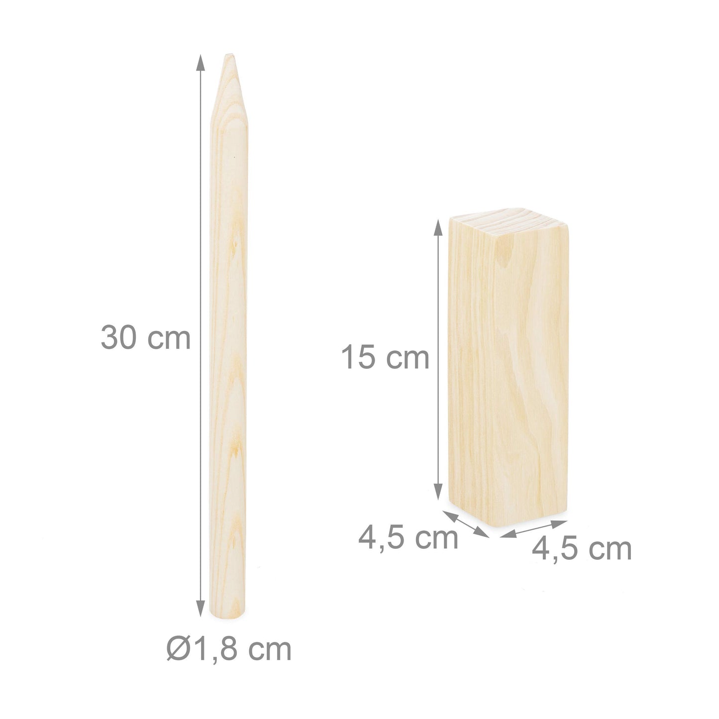 Relaxdays Viking Throwing Game made of pine wood, Natural Kubb Viking Game, red king, large, outdoor toy with bag