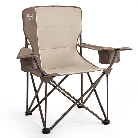 TIMBER RIDGE Folding Camping Chair 200KG Oversized 63cm Wide Seat Portable Camp Chair Comfortable Padded with Insulated Cooler Bag Camping Recliner Garden Chair Fishing Chair