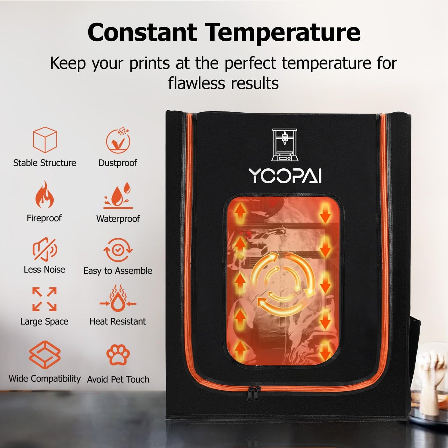 YOOPAI 3D printer enclosure cover with LED light, constant temperature enclosure for Creality Ender 3 V3 SE/KE/Ender 3/Ender 3 V2/Anycubic Kobra/Elegoo, 550 * 650 * 730 mm.