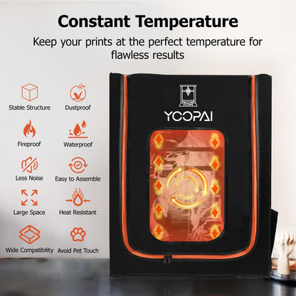 YOOPAI 3D printer enclosure cover with LED light, constant temperature enclosure for Creality Ender 3 V3 SE/KE/Ender 3/Ender 3 V2/Anycubic Kobra/Elegoo, 550 * 650 * 730 mm.