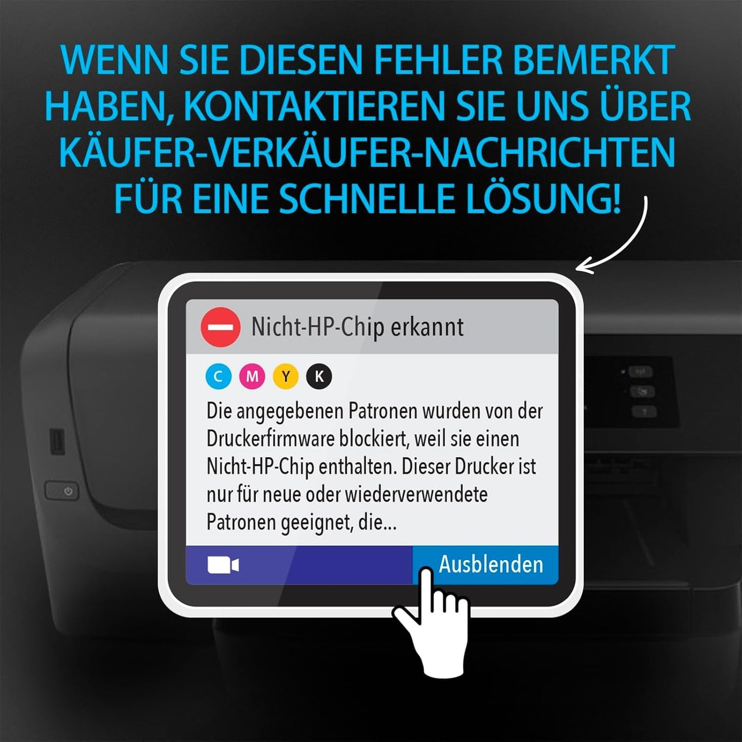 Smart Ink compatible printer cartridges as a replacement for HP 903 XL 903XL 4 Multipack (Black XL & Blue Red Yellow) with Advanced Chip Technology. Compatible with Officejet 6950 Officejet Pro 6960 6970 printers.