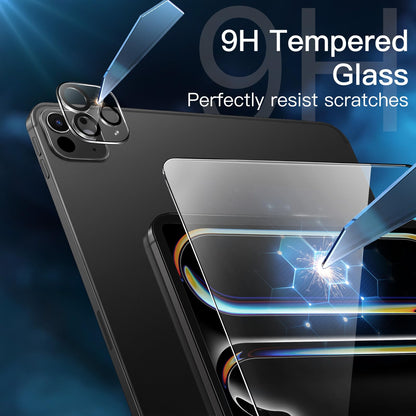 JETech screen protector for iPad Pro 13 inch M4 (2024) with camera protection, easy installation tool, tempered glass display protection anti-scratch, HD clear, 2 pieces each.