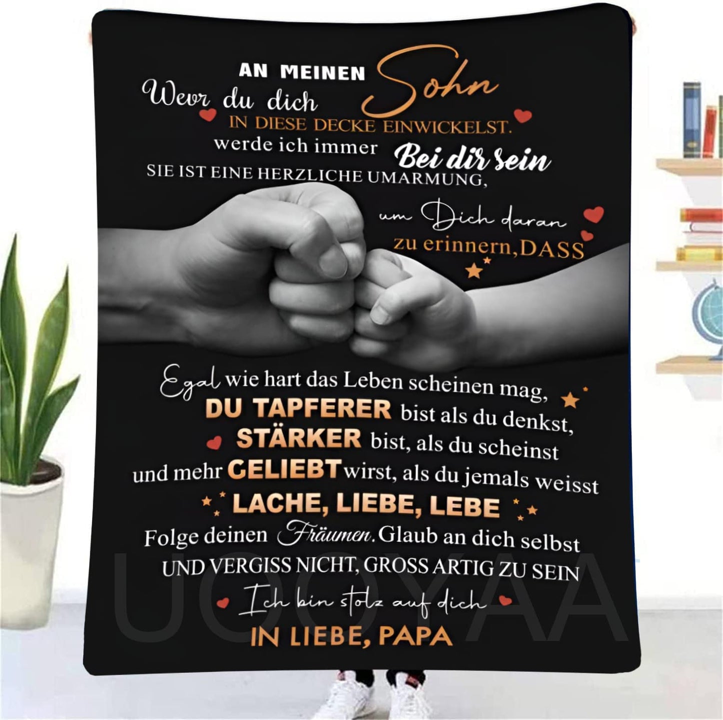 UOOYAA Personalized Blanket Gift, Blanket for My Son, Blanket from Dad to Son, Positive Encouragement and Love Son Flannel Blanket