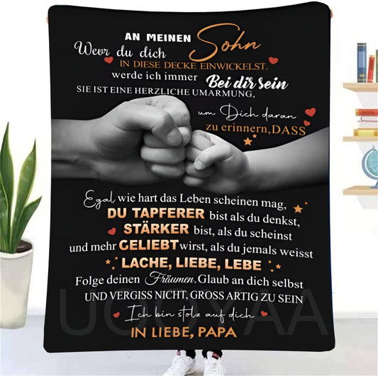 UOOYAA Personalized Blanket Gift, Blanket for My Son, Blanket from Dad to Son, Positive Encouragement and Love Son Flannel Blanket