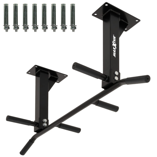 MAXXIVA Ceiling Mount Pull-Up Bar in black for workout, strength exercises, bodybuilding, and fitness training. Versatile pull-up bar for various exercises.