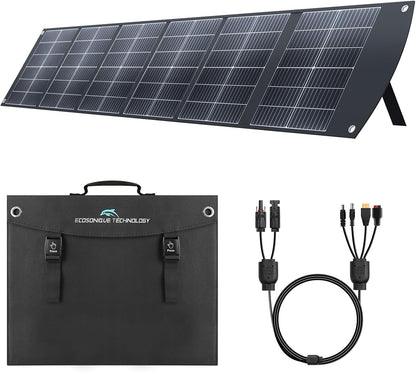 Ecosonique 200W Portable Solar Panel, Foldable Solar Module with Kickstand, USB-C PD3.0 & USB-A QC3.0, MC4 & Multi-Output for Power Stations, Generators, RVs, Camping, Hiking
