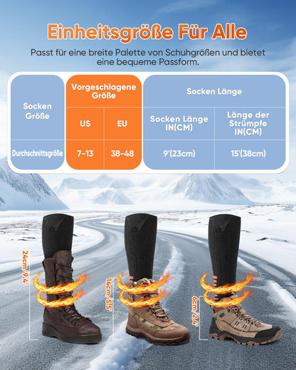2025 Upgraded Heated Socks with APP Control, 5000mAh 5V Rechargeable Heating Socks, 3 Heat Settings & 360° Heating Heated Socks, Washable Heated Socks for Men Women for Skiing Hunting.