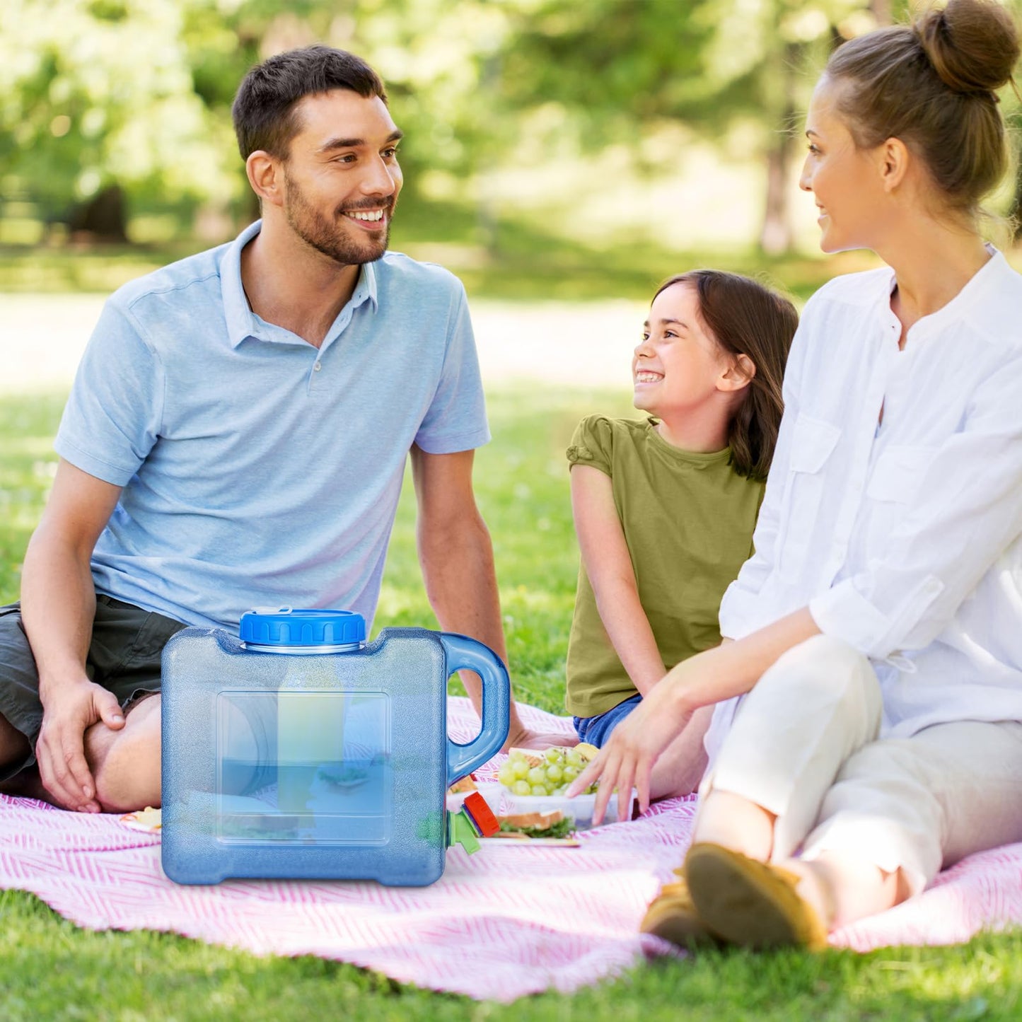 Trintion water canister with tap and screw cap water container drinking water container, water tank for hiking camping picnic caravan (5L)