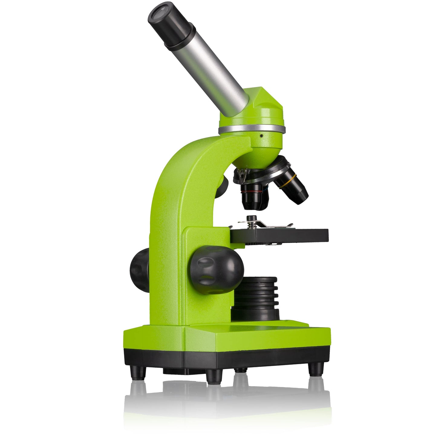 Bresser Junior Student Microscope BIOLUX SEL with smartphone holder, extensive accessories, and Barlow zoom system for children, beginners, and adults, green.