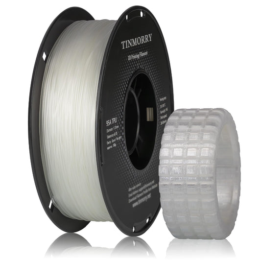TINMORRY TPU Filament 1.75mm, Flexible TPU Roll Soft 3D Printer Filament, 1kg Spool (2.2 lbs), 95A TPU Transparent