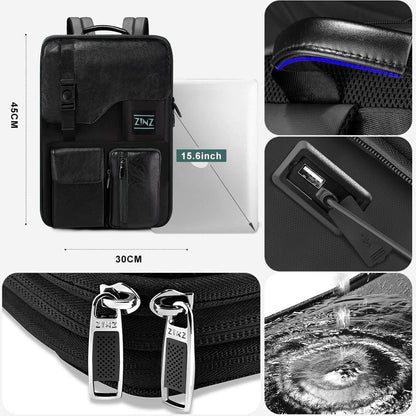 ZINZ laptop backpack 15 15.6 16 inch, Expandable computer backpack with multiple pockets, Anti-theft travel daypack for men and women, Black JP