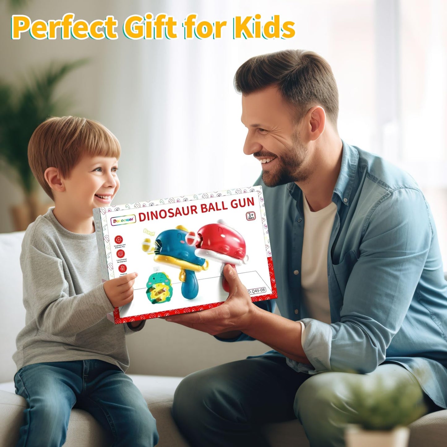 Doloowee dinosaur dart board shooting game toy, throwing game toy guns with target, 12 sticky balls, indoor outdoor garden toy for boys girls 3 4 5 years old (red+blue)