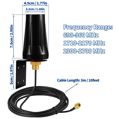 Bingfu 4G LTE Antenna Outdoor 5dBi SMA Male Antenna Wall Mount Waterproof for 4G LTE Router Gateway Modem Hotspot Trail Camera Smart Home Energy Monitor
