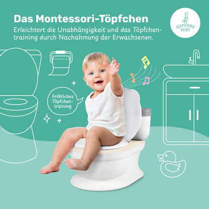 Baby potty - Children's toilet seat - Kids potty with music & flushing sound for potty training - Baby & toddler toilet - Easy to empty with removable pot - Potty training toilet