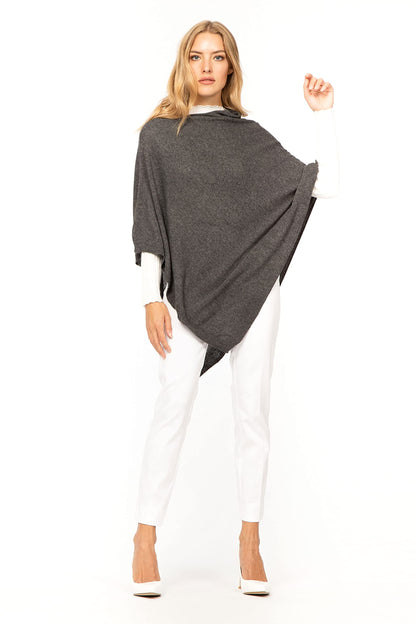 Marine cashmere poncho made from a blend of cashmere for women, delicate and soft, made from cashmere (basalt).