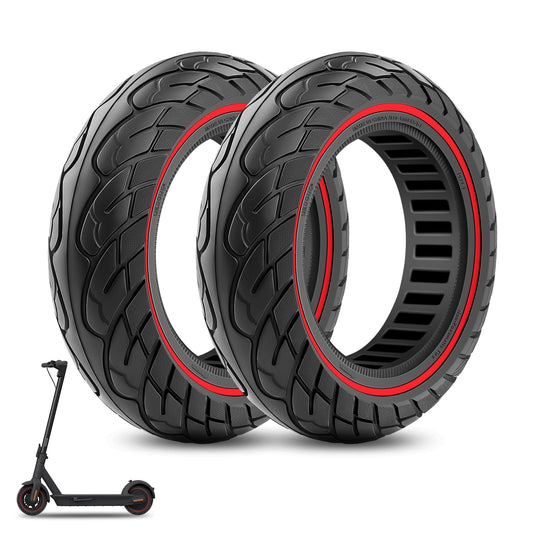 Amitor solid tires 10x2.5-6.5 for Ninebot MAX G30 G30P G30LP, 10 inch solid rubber scooter puncture-proof, E scooter Honeycomb 60/70-6.5 tires solid rubber anti-slip & wear-resistant (Slot 44), 2PCS