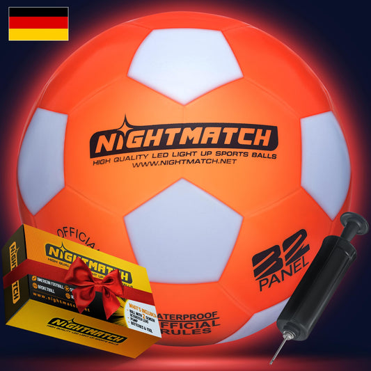 NIGHTMATCH LED Light Up Soccer Ball | Soccer | Official Size 5 | Waterproof | Glows in the Dark | Soccer for Kids & Adults | Glow in the Dark Soccer Ball | For Indoor & Outdoor