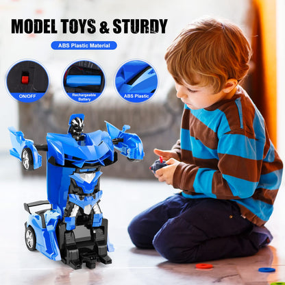TheDTOY Transformer Toy Remote Control Car for Kids Ages 4-12, 2.4GHz Transforming RC Robot Car, Toy Car Gifts for Boys Girls (Blue)