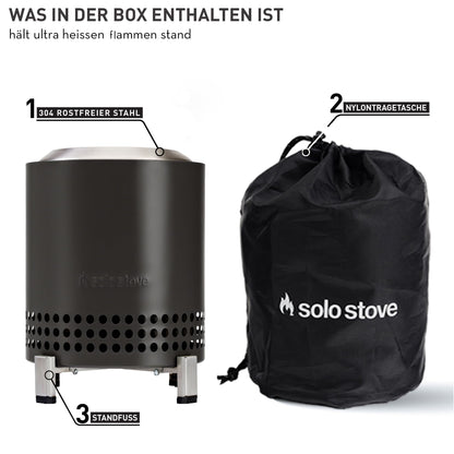 Solo Stove Mesa XL Tabletop Fire | Smokeless Mini Table Fireplace, Outdoor Decoration for Garden, Patio, Balcony, For Pellets/Wood, Stainless Steel, Includes Stand, Storage Bag, 21.8 x 17.8cm, 1 kg, Anthracite