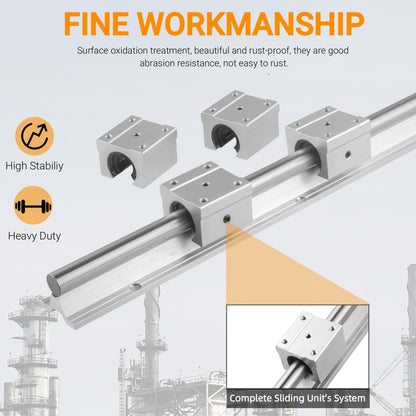 CNCYEAH 2 pieces Linear Guide SBR16-800mm linear rail + 4 pieces SBR16UU bearing blocks + 4 pieces 16mm retaining rings for 3D printers and CNC machines