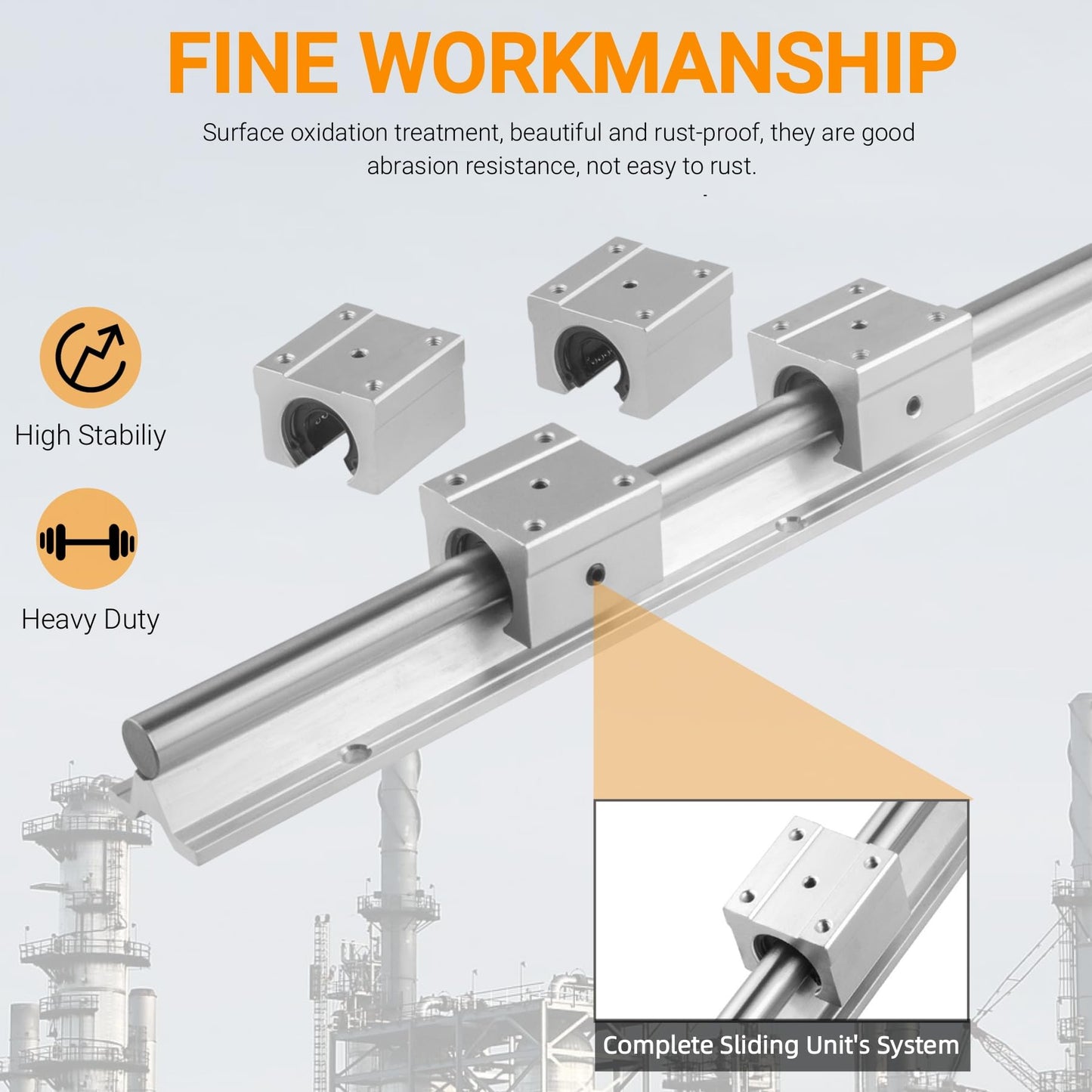 CNCYEAH 2 pieces Linear Guide SBR16-1000mm Linear Rail + 4 pieces SBR16UU bearing blocks + 4 pieces 16mm Retaining Rings for 3D Printer and CNC Machin
