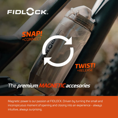 Fidlock TWIST bottle 590 + bike base - 590 ml bike water bottle with magnetic-mechanical bottle holder system, incl. holder, BPA-free & dishwasher safe, color Smoke